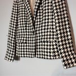 Linda Allard Ellen Tracy Houndstooth Blazer Silk Black Cream Womens Size 6 Photo 4