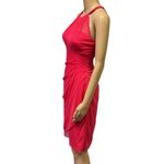 David's Bridal  Side Cascade Sleeveless High Neckline Punch Mesh Chiffon Overlay 2 Photo 2