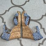 Toms  Sienna Diamond Print Woven Crisscross Strap Cork Wedge Sandals Size 8.5 Photo 5