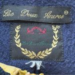 Les Deux Ancres Vintage Women’s L Tan Navy Blue Corduroy Gold Toggle Barn Jacket Size L Photo 6