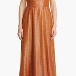 Lela Rose Shimmer Asymmetric Drape Detail Silk Blend Tulle Dress 6 Orange Photo 0