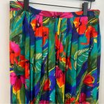 Vtg Alfred Dunner Floral Hawaiian Print Midi Skirt Size 18 Made in USA Floral Red Photo 1