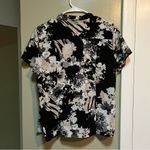212 Collection Button Down Blouse Short Sleeve Black White Floral L Size L Photo 5
