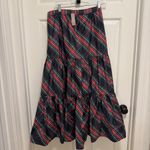 J.Crew  Tiered Maxi Skirt in Black Stewart Tartan Taffeta - Size Large Photo 3