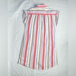 Old Navy Medium Linen Blend Cute White Stripe Beach MIDI Dress Wispy Linen Blend Photo 2