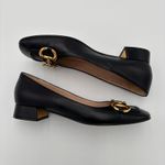 Gucci Baby Horsebit Square Toe Black Leather Block Heel Loafer Flat Pump Size 39 Photo 6
