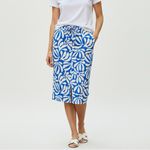 Solid & Striped  Lucienne Midi Skirt XS Blue White Leaf‎ Print Linen Photo 10