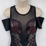 Available by Angela Fashion Cold Shoulder Dress Womens Small Black Beaded Mesh Photo 1