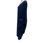 White House | Black Market White‎ House Black Market Drape Evening Dress Blue Gold Tone Long Sleeve Sz XL Photo 4