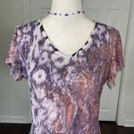 VTG Fairy Grunge Light Pink Purple Micro Mesh Flowy Asymmetric Top Blouse S Size undefined Photo 3