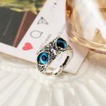 Cute‎ Owl Blue Eye Silver Ring, Adjustable Size, Bird, Fun Photo 6