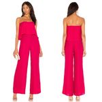 Amanda Uprichard  Women's Topanga Jumpsuit Pink Strapless Wide Leg Size SMALL Photo 1