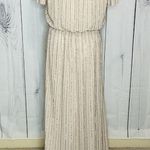 Show Me Your Mumu  Sz L Michelle Flutter Dress Gown Show Me the Ring Beaded Beige Photo 8