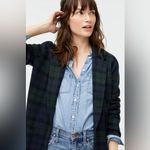 J.Crew NWT Sophie Black Watch Plaid Navy Green Sweater Cardigan Photo 3