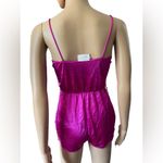 Tessies Vintage 80s Magenta Sheer Floral Lace Lingerie Intimates Romper Teddie Photo 4