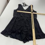 ASTR  Romper Womens Medium Black V Neck Ruffle Hem‎ Sleeveless Lined Dressy Photo 7