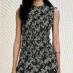 Madewell Smocked Crewneck Sleeveless Mini Dress in Floral Black White Sz 2 NU575 Photo 0
