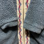 Vintage Norm Thompson Fleece Fill Zip Cardigan Aztec Trim Pockets Cozy Blue M Size M Photo 4