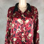 Impressions Vintage Oriental Floral Satin Long Sleeve Lounge Pajama Shirt XL Photo 4