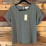 MELLODAY  Green‎ and Black Geo Print Top Medium Photo 0