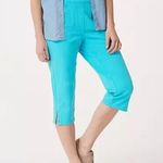 Womens Quacker Factory Dream Jeannes S Capri Turquoise Blue Pull On Pants Rhines Photo 1