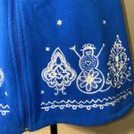 Mountain Lake  XL womens blue white full zip up vest snowmen trees holiday theme Photo 2