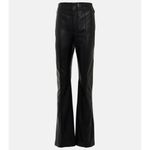 frame denim FRAME Pintuck Leather Trousers in Noir Black 8 New Womens Pants Photo 10