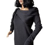 LANVIN Draped Twisted Wool long sleeved sweater dress in gray size small Photo 6