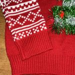 No Boundaries Festive Red Ugly Christmas Sweater with Reindeer Design Photo 3