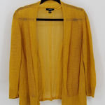 Alfani $78 Petite Medium Mustard Yellow Open Knit Linen Blend Boho Cardigan Photo 0