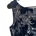 Eliza J  Navy Blue & Silver Sequin Floral Velvet Sleeveless Gown Women Sz 6 Photo 7