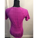 Athleta  Small S Purple Partial Zip Front Short Sleeve Top Womens Photo 4