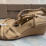 Caslon  Nordstrom size 9 Paola tan ankle wrap leather strappy wedge sandals new Photo 2