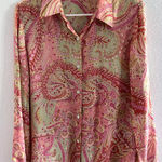 Ellen Tracy Vintage Ellen Tracy Silk Blouse Womens 12P Pink Paisley Luxury Career 90s Photo 0