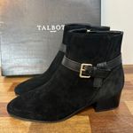 Talbots  Womens Dakota Buckle Boots NEW 8.5 Black Ankle Suede Leather Gold Photo 1