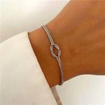 Boutique NEW Unisex‎ Couple White Gold Plated S925 Knot Bracelet 6-8” Photo 2