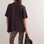 Free People  Polo Tshirt NWT nina oversized womens Gray (medium) boho preppy Photo 7