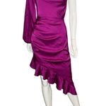 Liv Foster One Shoulder Emily Satin Cocktail Dress Wine Berry Women’s Sz 2 Pink Photo 1
