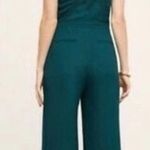 Anthropologie Elevenses  Sabine Jumpsuit size 10 Wide Leg Teal Green Wrap Crochet Drop Photo 1