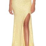 La Femme 28565 Yellow Lace Maxi Skirt ONLY 0 Photo 0