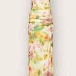 Black Halo Ruched Floral-print Cutout Gown In Petal Charm Sz M Photo 3