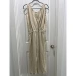 Cloth & Stone  Linen Drawstring Wide Leg Crop Jumpsuit Natural Color Sz M Photo 6