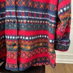 Vintage 90s Charter Club Fleece Barn Jacket Bold Fair Isle Red XL Photo 2
