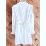 ZARA NWT  Satin Effect Mini Dress Long Sleeve White Sexy V Neck Collared Button S Photo 2