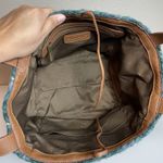 Sundance  Maple Glen Teddy Plaid Tote Bag Felted Textured Pebbled Leather Green Photo 1