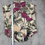 Desigual  Floral Print Button Down‎ Short Sleeve Shirt Top Blouse XL Tropical Photo 4