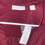 NWT New York & Company silk business casual long sleeve button down top XXL Red Photo 6