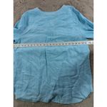 Talbots Women Blue Linen Pintuck Popover Tunic Shirt XL Roll Tab Sleeve V-Neck Photo 7