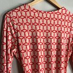 41 Hawthorn Red Geometric Print Wrap Dress M Long Sleeve Belted Knit Size M Photo 7