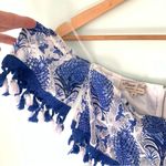 Parisian  Collection Blue Fringe Off Shoulder Tassle Short Cropped Set 8-10 Photo 15